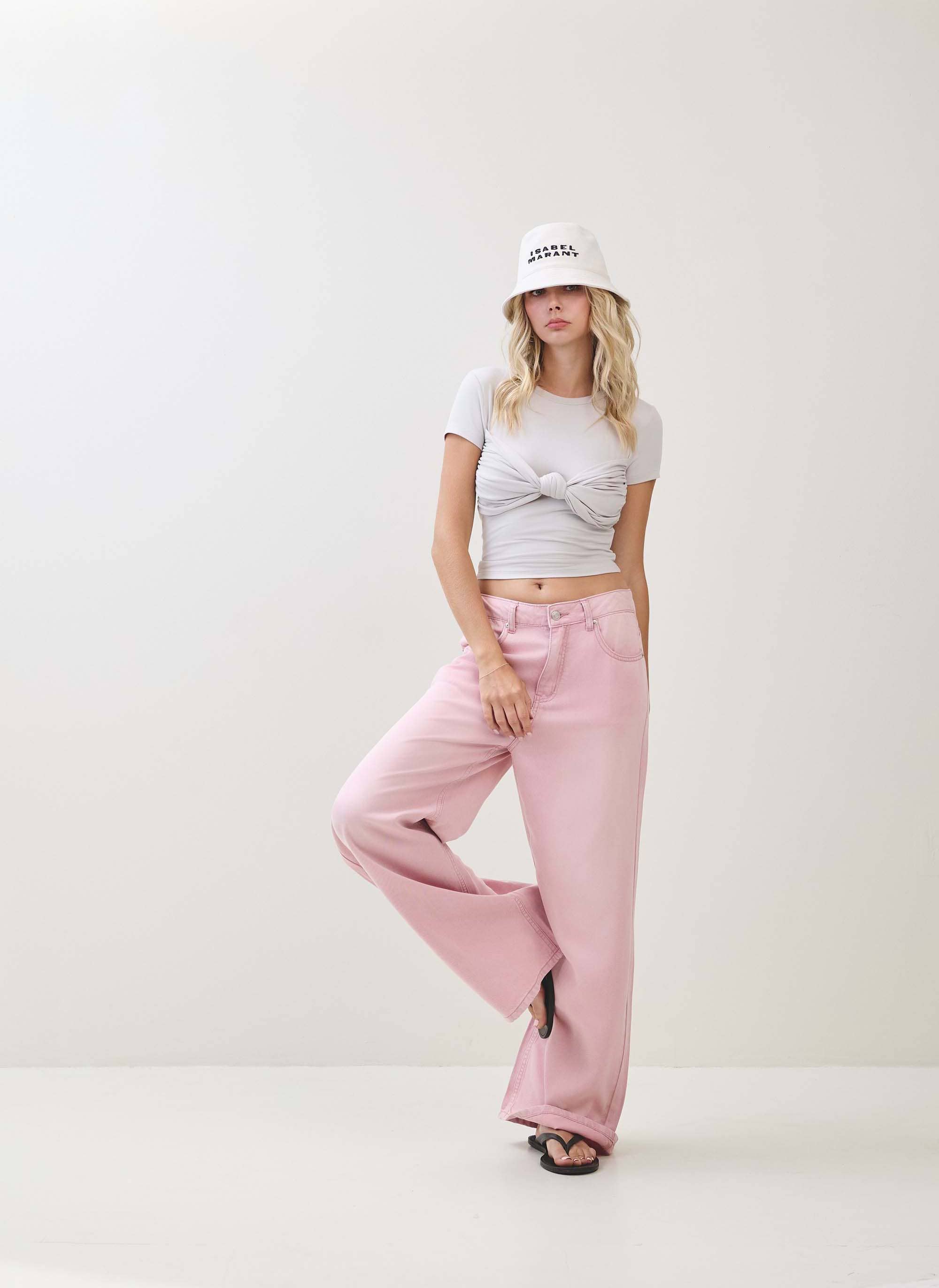 Lyserød TENCEL BUKSER S80598 for engroshandel på Faire1