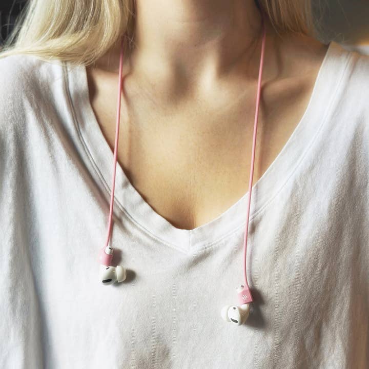 Tech Candy - Vendita all'ingrosso Custodia per auricolari/cuffie - Unisex - Set di 2 Laccetti per Auricolari Pod Squad: Rosa/Naturale