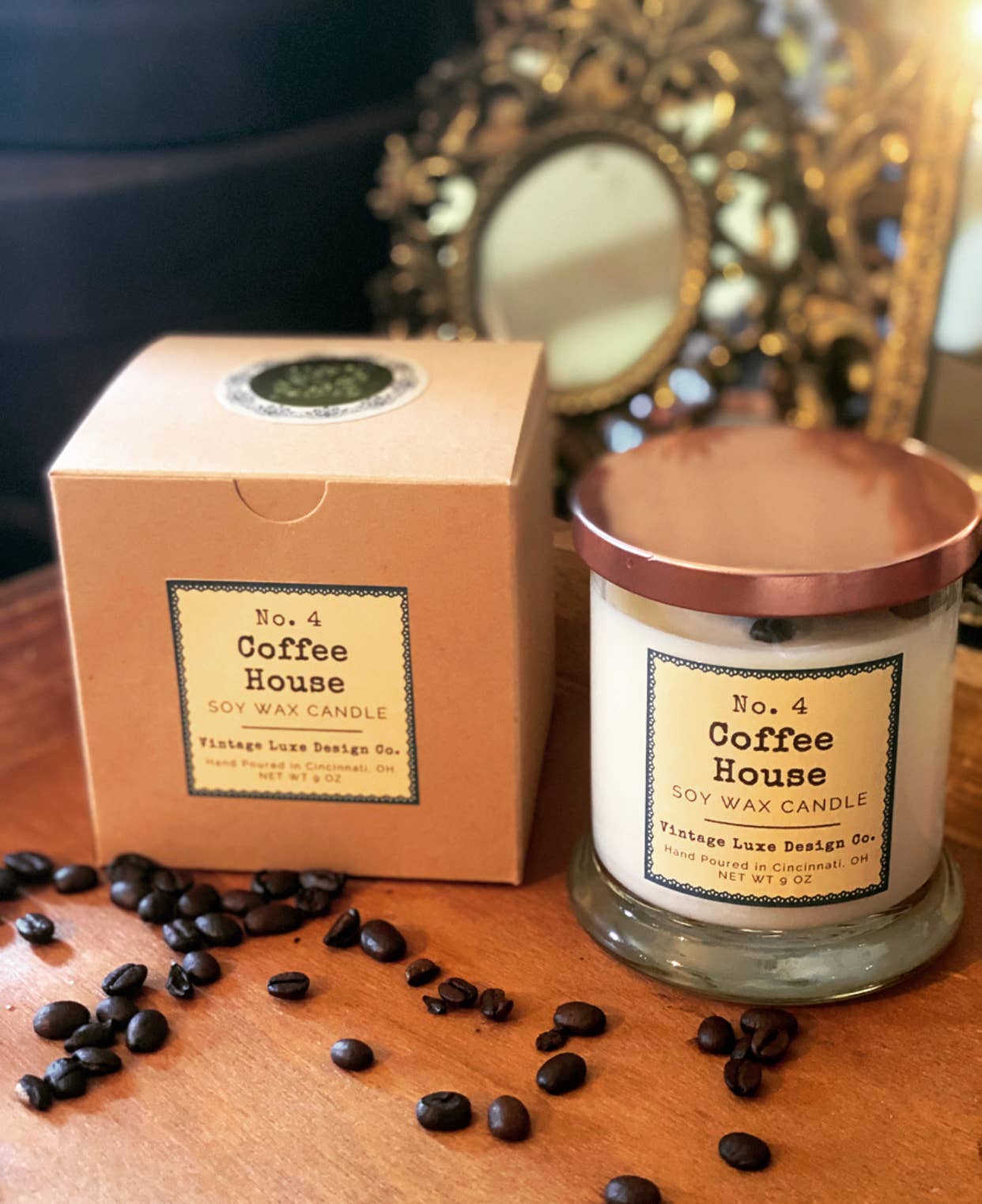 Vintage Luxe Design Co. - Wholesale Jar/Filled Candle - Coffee House 9 Oz. Soy Wax Candle * Vintage Luxury3