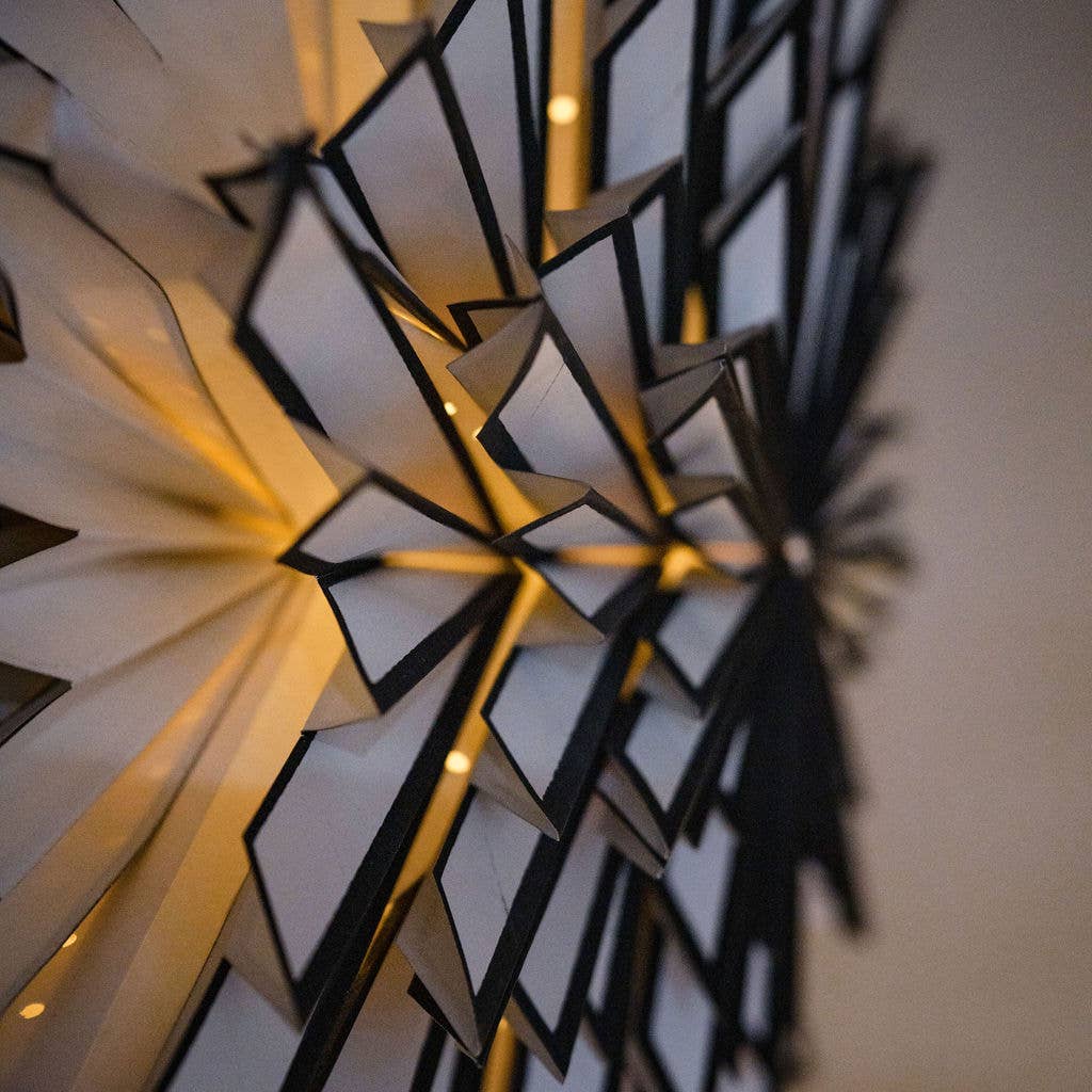 Bollywood Christmas – wholesale Dimensionell/3D-väggkonst – Gazania Svart & Vit Papper Väggdekoration - 70cm2