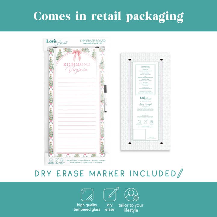 White 8x16 Glass Dry Erase-Blush & Baubles Christmas | Custom for wholesale on Faire5