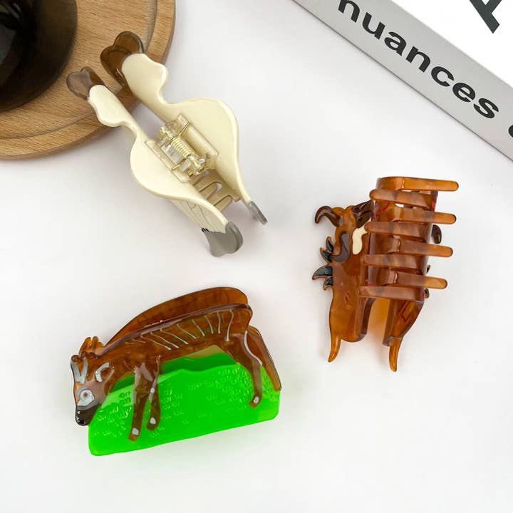 TheDivaSoap - Wholesale Hair Clip - Women's - Acetate Antelope Hair Clips, Argali Animal Claw Clip3