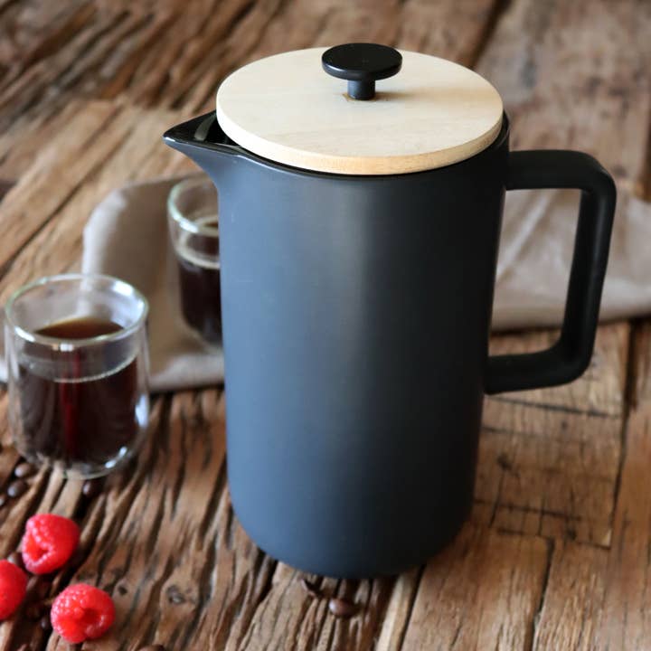 Ogo living - Wholesale French Press - Keygo 1.3l black matt porcelain French press4