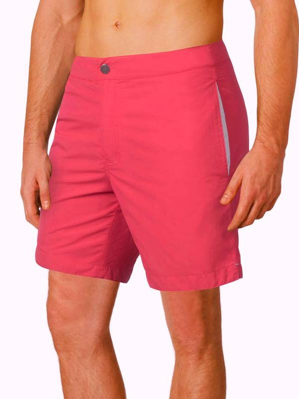 Aruba 6.5" Island Coral Red Swim Trunks for wholesale by boto