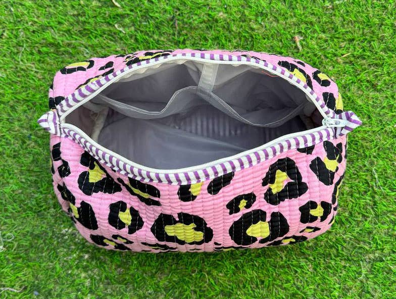 GYPSY STUDIO – bolsa de maquilhagem e cosméticos por atacado – Bolsa de Maquilhagem de Viagem em Algodão Acolchoado com Estampado em Bloco2