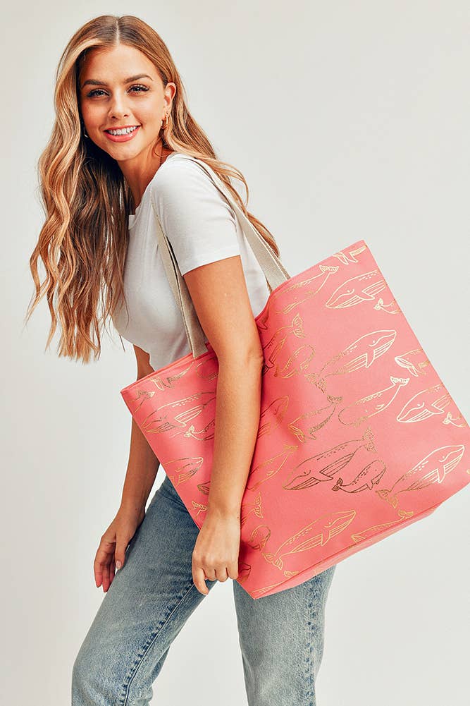 Hana - Vente Tote bag – femme - Sac fourre-tout Gold Foil Whale5