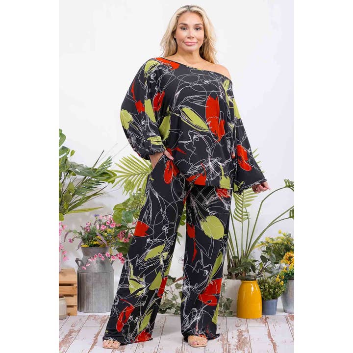 Plus Size Printed Pant Set for wholesale by omgstyles