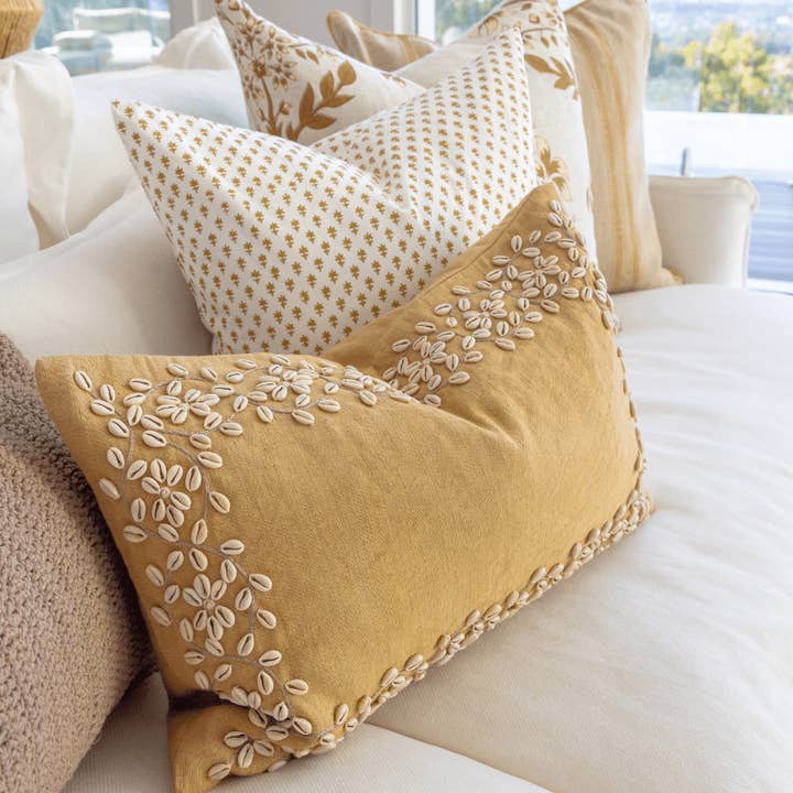 BHD HOME - Wholesale Lumbar pillow - Kauri Embroidery Mustard Lumbar Cushion 35 x 53cm4
