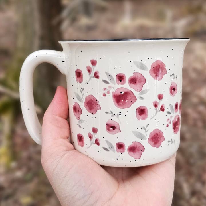 Pink Watercolor Floral Mug for wholesale by The Cranberry Finch