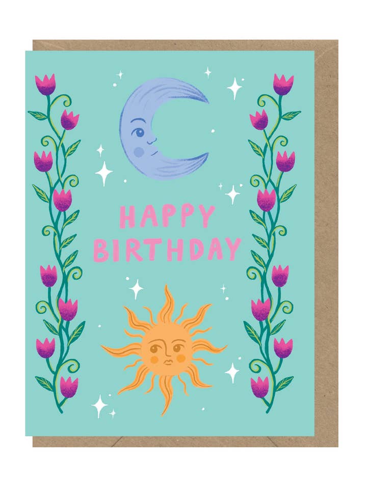 Carte Mini Soleil & Lune Anniversaire LITT3 pour la vente par Earlybird Designs