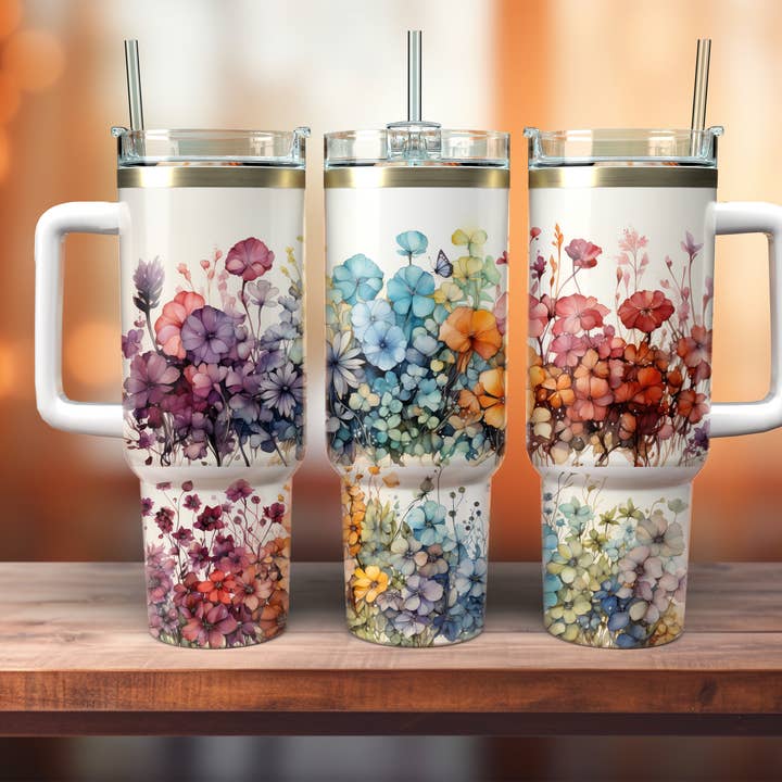 Bloemenassortiment 7 40oz Beker met Handvat voor wholesale door JAC Wholesale