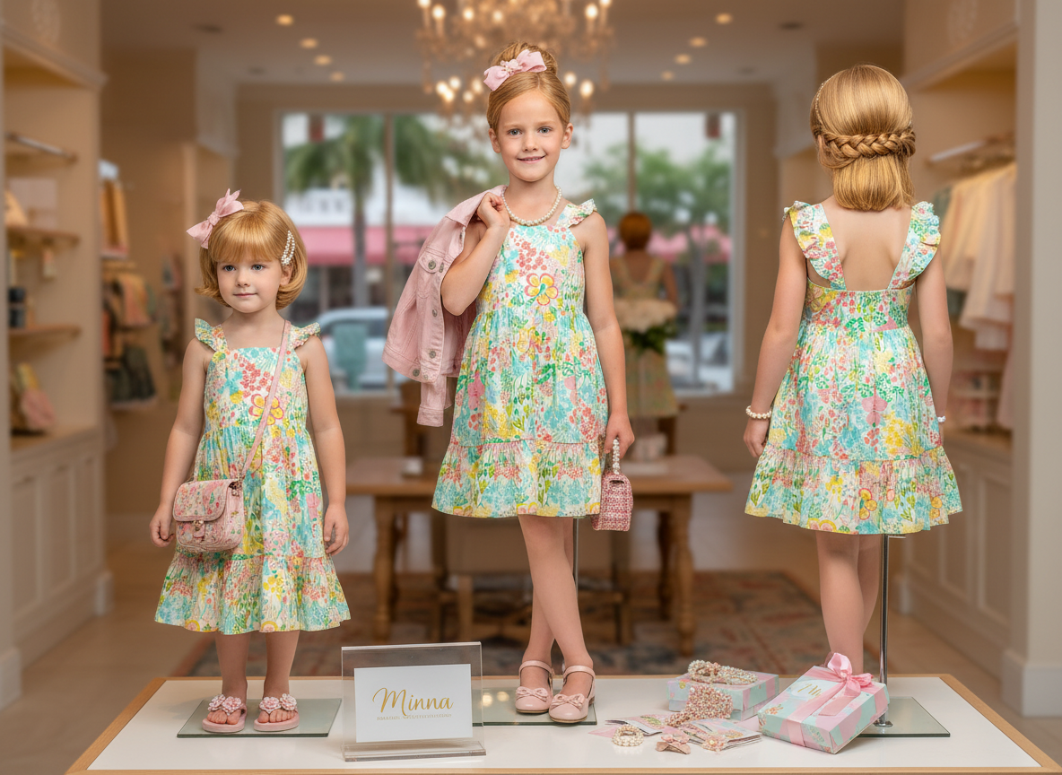 Minna - Wholesale Dress - Kids -  Flutter Sleeve Sun Dress - Magical Sunny Meadow Florals1