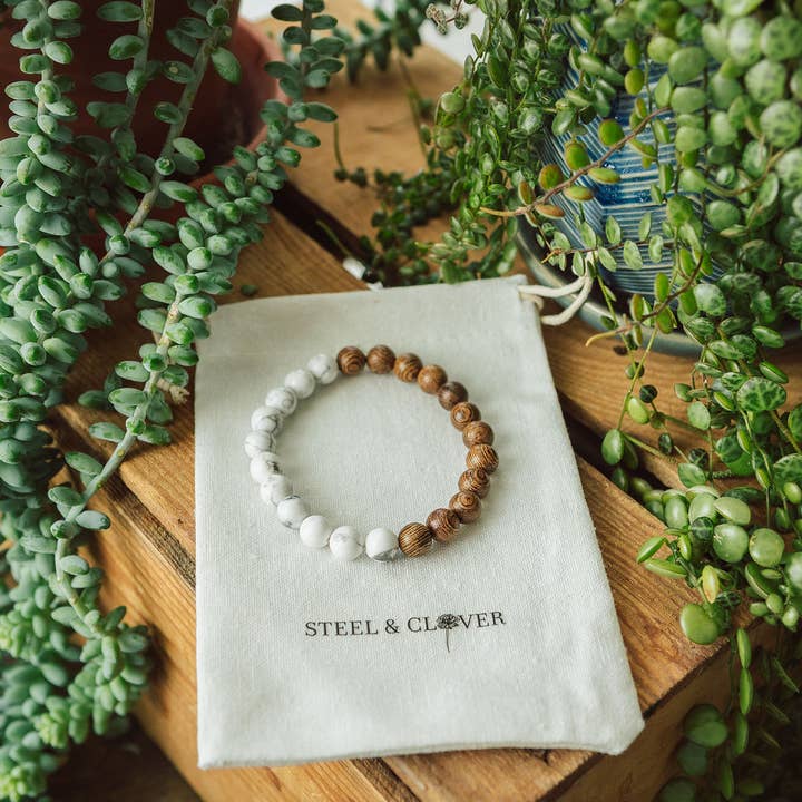 Steel & Clover - Wholesale Beaded Bracelet - Donnelly Wood & Stone Bead Bracelet