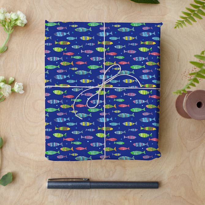 Natasha Zahn Studio - Wholesale Flat Wrap - December Fish Wrapping Paper & Gift Tag Set0