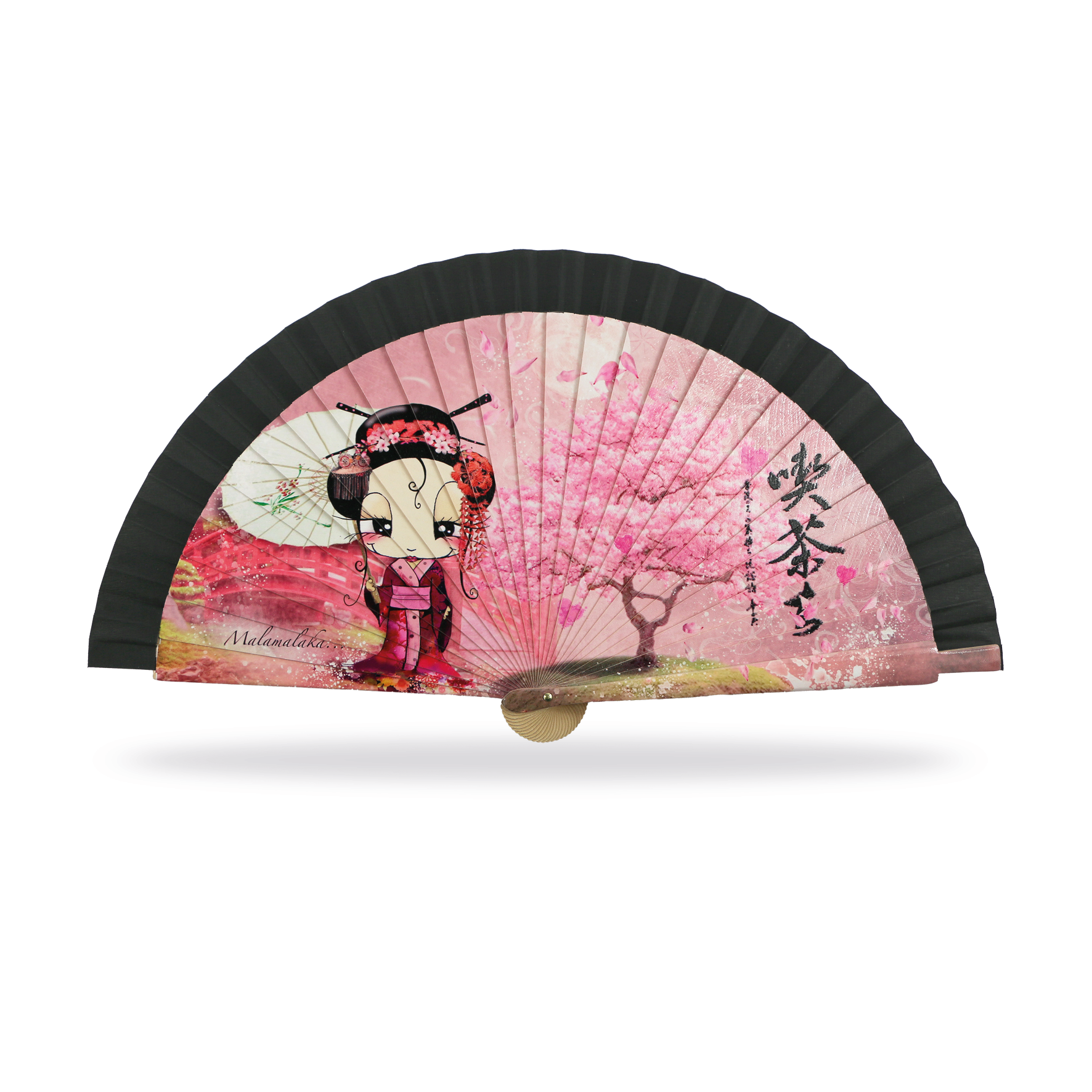 Cuatrogotas - Vente Éventails pliants en papier/festifs - Éventail Malamalaka, en bois naturel GEISHA. Réf-M31053