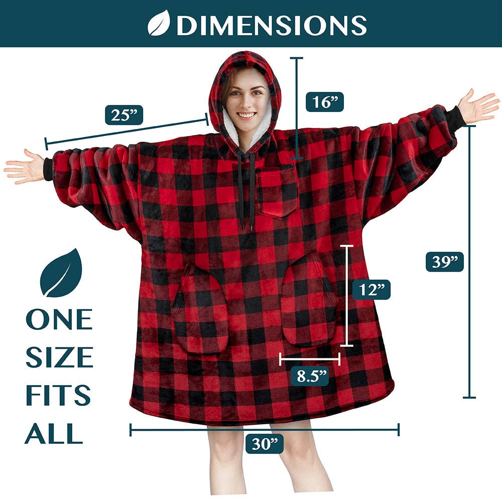 Pavilia - Wholesale Hoodie - Women's - Chest Pocket Sherpa Hoodie Blanket - Patch Pocket (Regular / Long)9