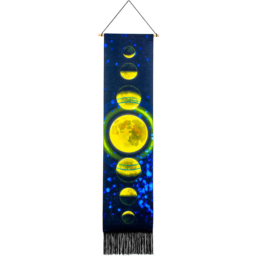 Kheops International - Wholesale Banner - Linen Banner w/ Fringe - Moon Phases (Each)0