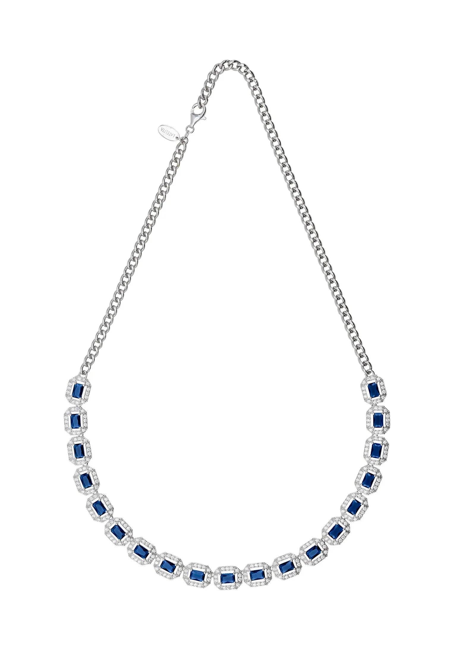 Latelita – wholesale Pendant/charm necklace – Whistledown Sapphire Gemstone Necklace Silver3
