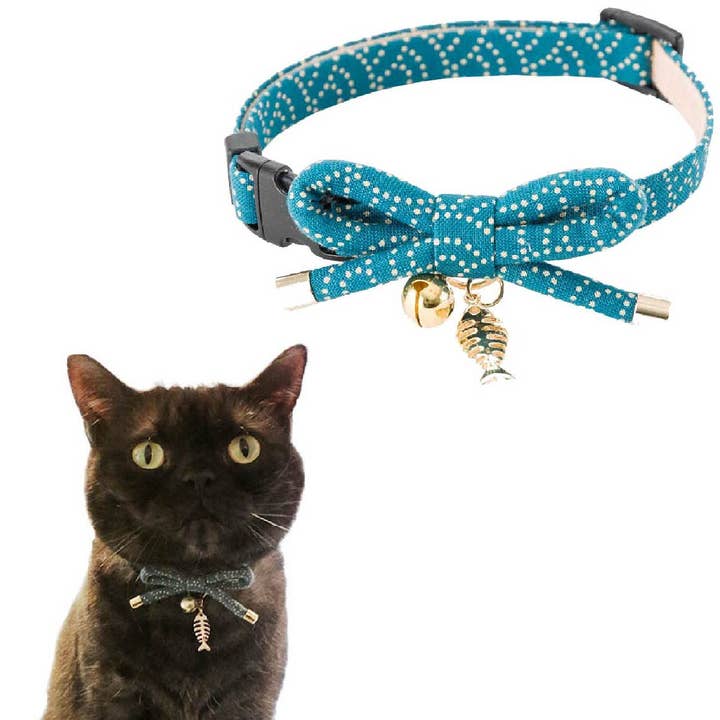 MOON-X USA, INC. - Wholesale Pet Collar - Cat - ZEN Fish Charm Cat Collar (Blue)