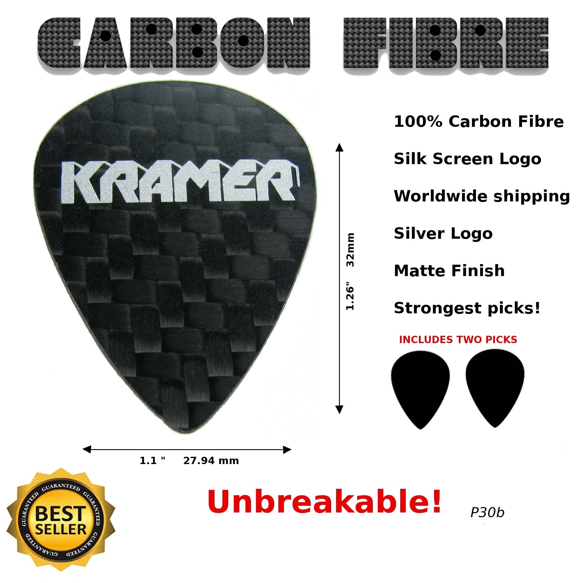 Luthier decals – Großhandel Musikinstrumente – Kramer Plektren Plektren aus Kohlefaser, unzerbrechlich, P30B0