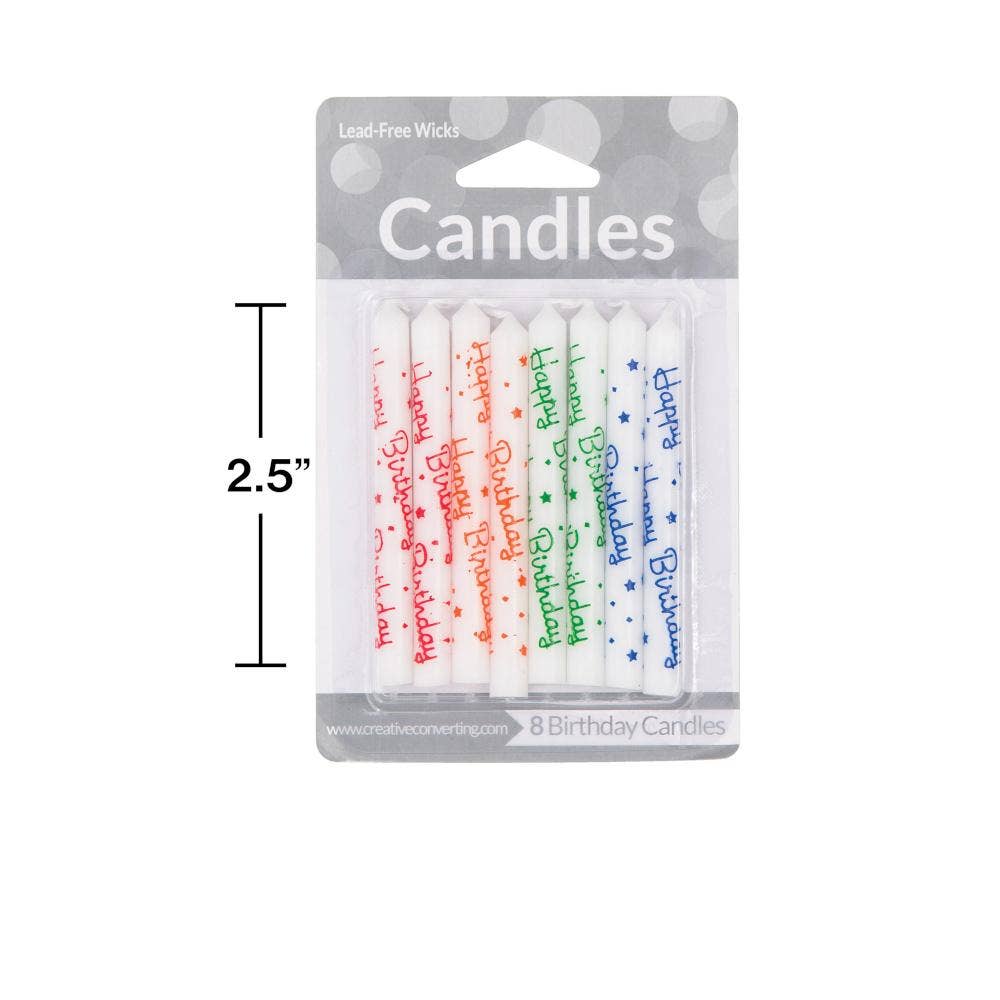 Bulk Party Decor - Wholesale Cake Candle - Happy Birthday Candles, 8/Pkg3
