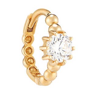 Enda sten pärlstav Huggie Hoop- 14K guld för wholesale av Musemond