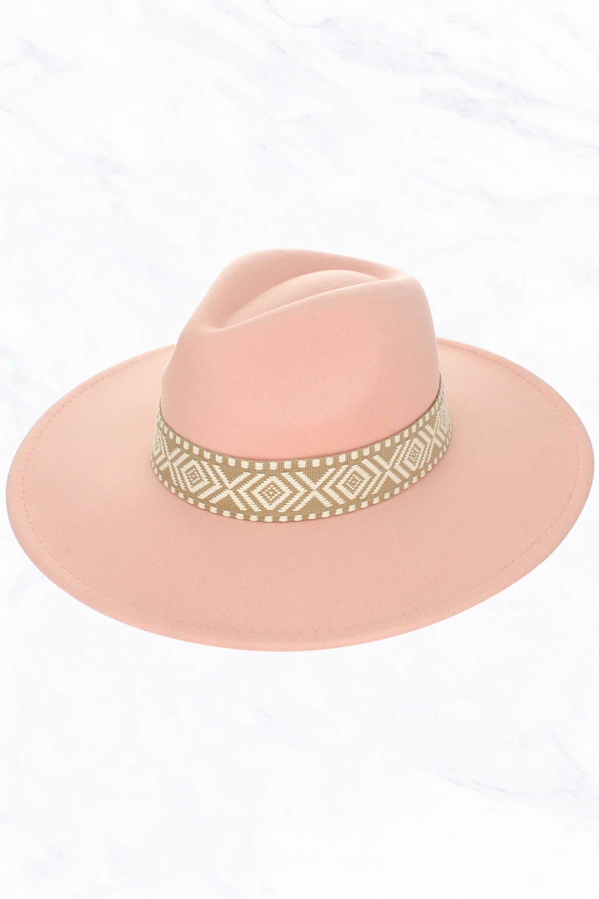 Suzie Q USA - Wholesale Fedora - Women's - Big Brim Peach Heart Top Aztec Pattern Belt Jazz Hat19