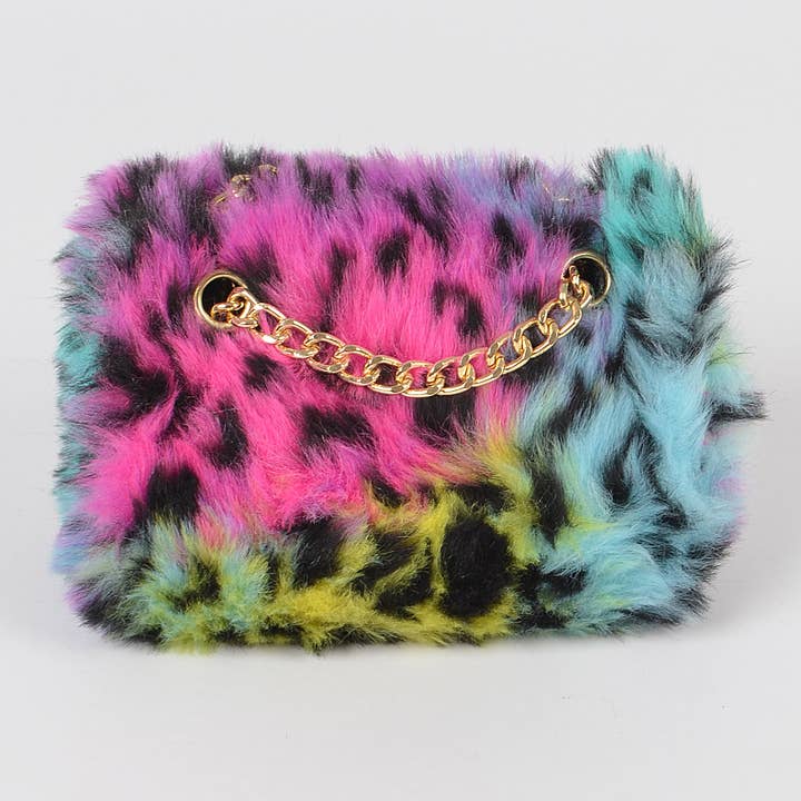 Multicolor Leo Faux Fur Mini Bag for wholesale on Faire