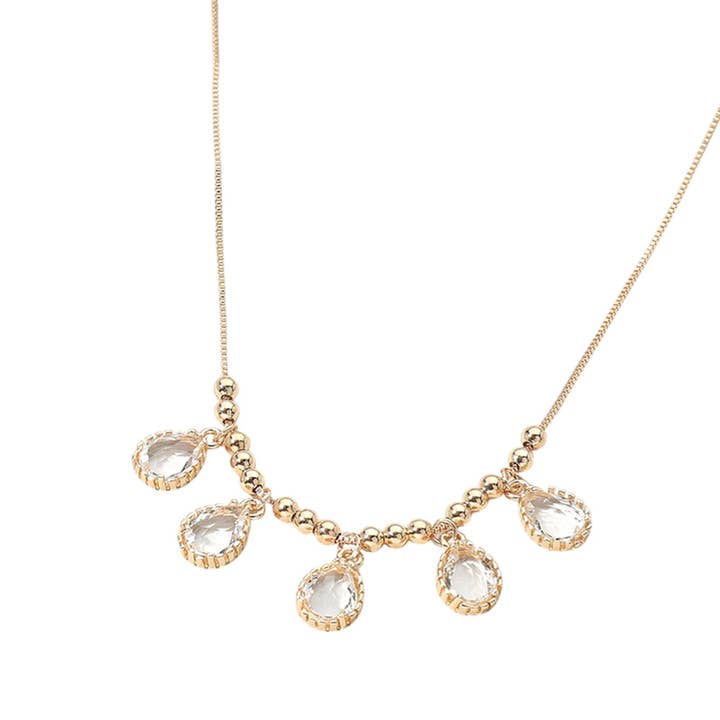 Sensibling Corp. - Wholesale Pendant/Charm Necklace - Teardrop Stone Cluster Charm Beaded Necklace