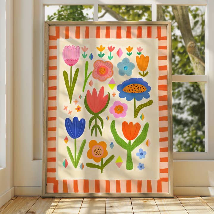 Illustration de fleurs d'été pour enfants / Art mural pour chambre d'enfant / Nursery pour la vente par Kate Fox Design