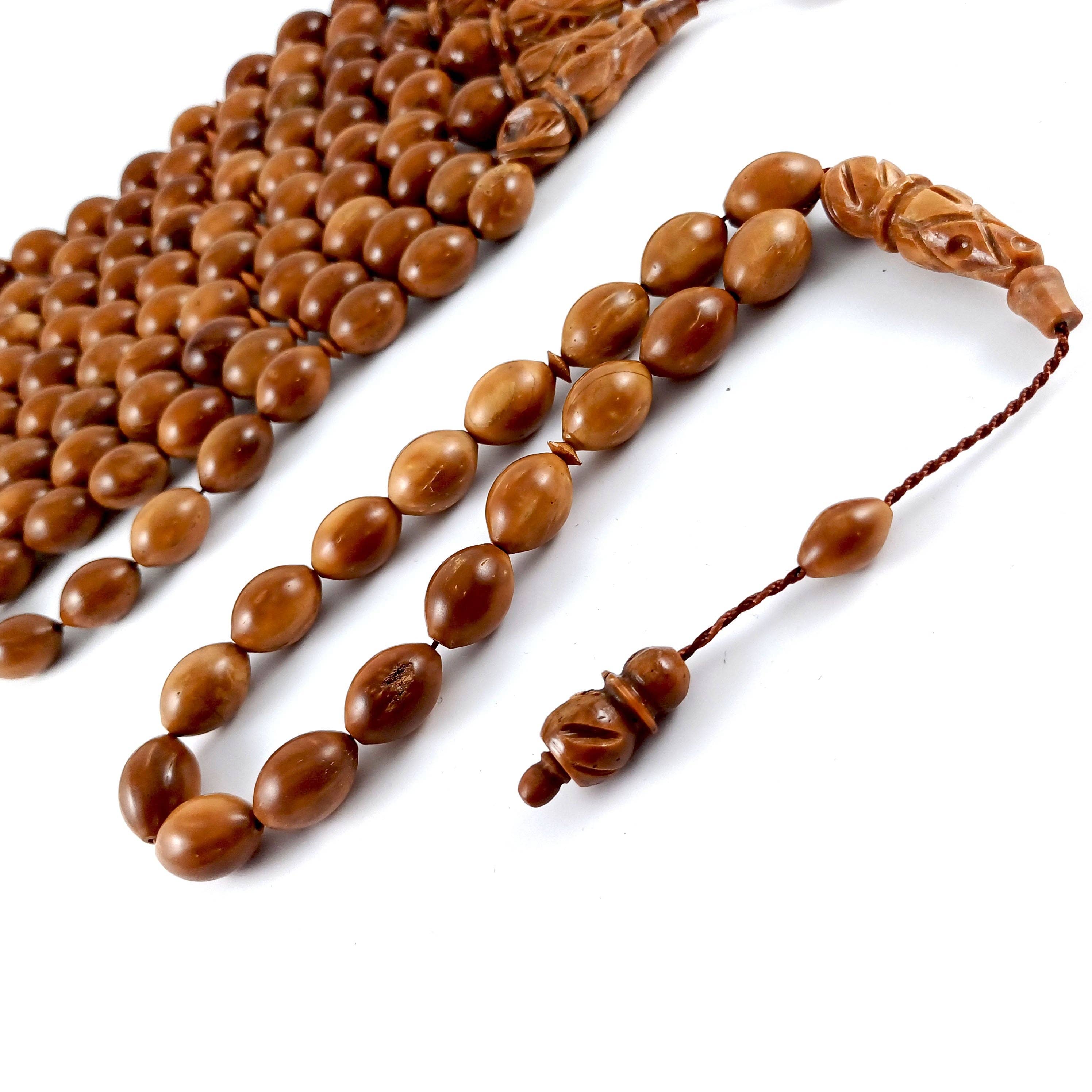 Aladdin - Wholesale Prayer Beads Necklace - Selderesi | Efe Size (Small Size) Natural Kuka Wood Tasbih3