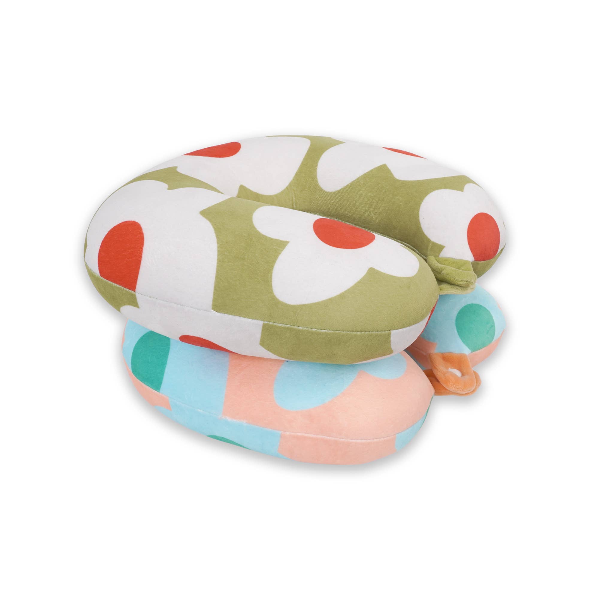 Helio Ferretti Co - Wholesale Travel Pillow - OLIVE GREEN MACRO FLOWER TRAVEL CUSHION HF2