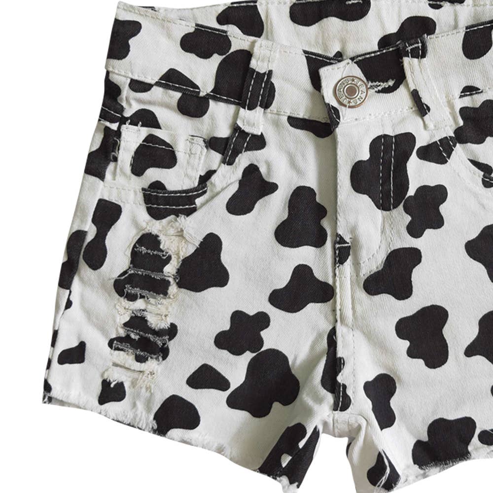 Aier Wholesale - Wholesale Shorts - Kids - Baby Girls cow print summer denim shorts12