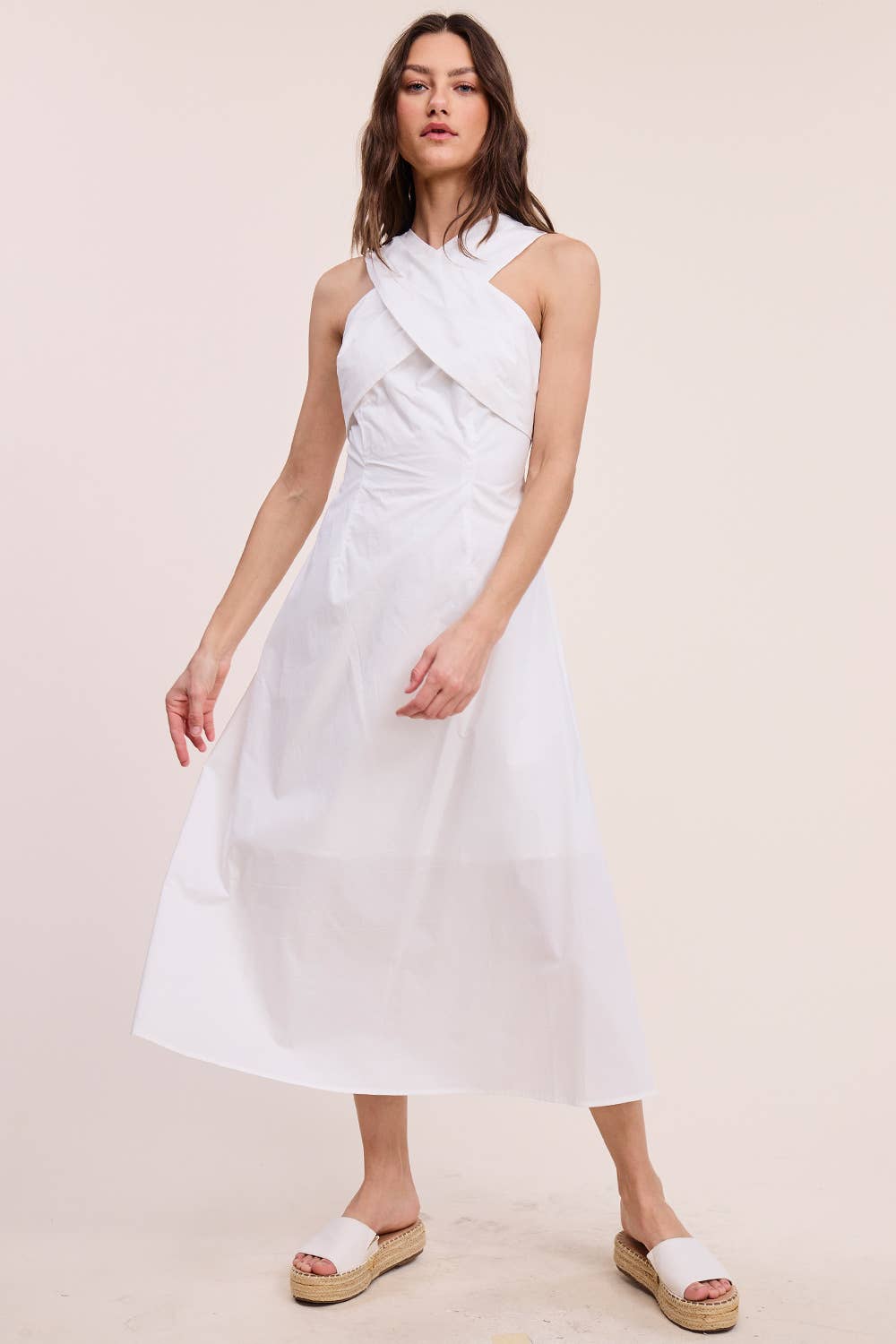 Ultramarine - Wholesale Dress - Women's - Halter Neck Solid Midi Dress11