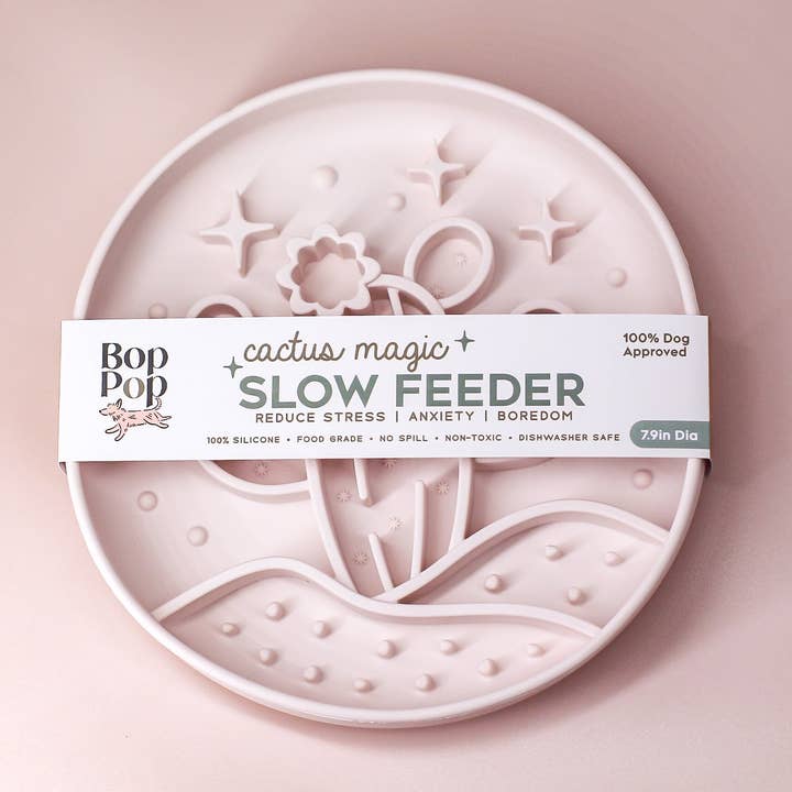 Slow Feeder + Activity Bowl | Cactus Magic in Boho Beige for wholesale by Bop Pop Pets
