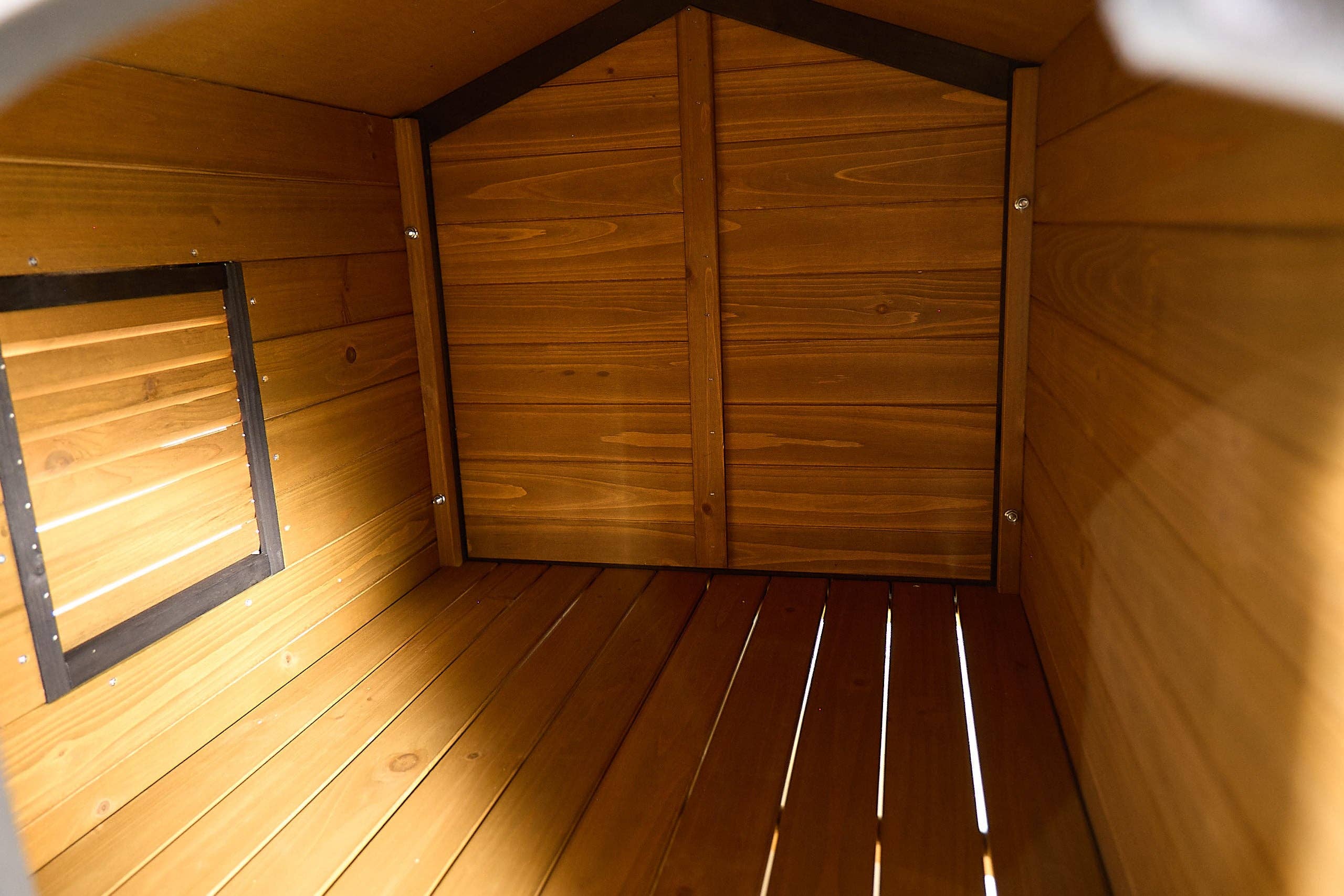 39F Inc. - Wholesale Pet Deodorizing Spray - Large Yellow Wooden Dog House with Storage, Feeding Station 6