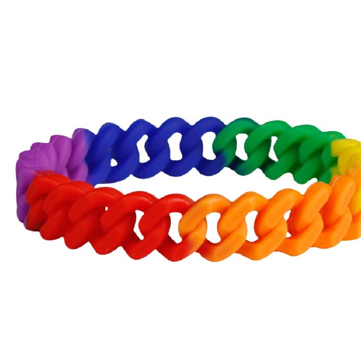 Rainbow Chain Link Silicone Bracelets for wholesale by The Awareness Company