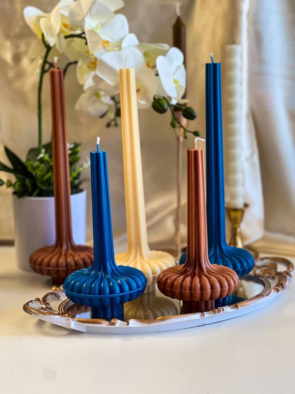 Agaboo Candle - Wholesale Pillar Candle - Elegant Large Striped Vase Pillar Candles 6