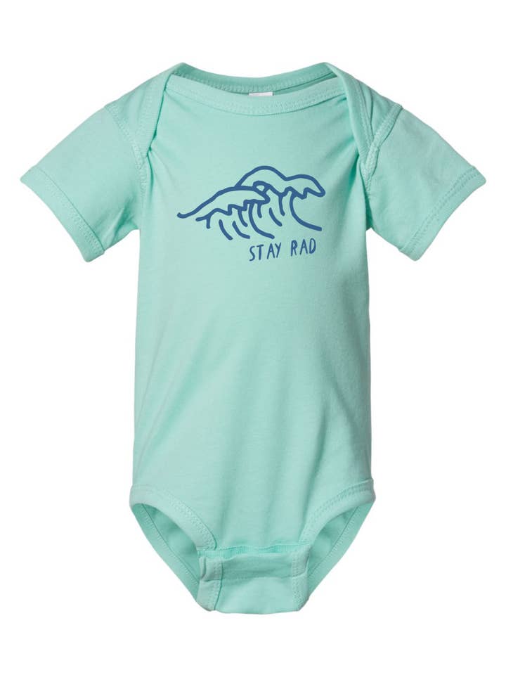 Stay Rad Surf Waves Baby Onesie for wholesale by Buffalo Mountain Print + Supply