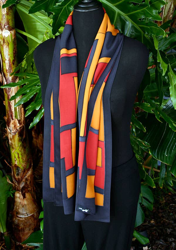 Kavita - Wholesale Scarf - Women's - HANDPAINTED SILK GEOMETRIC SCARVES4