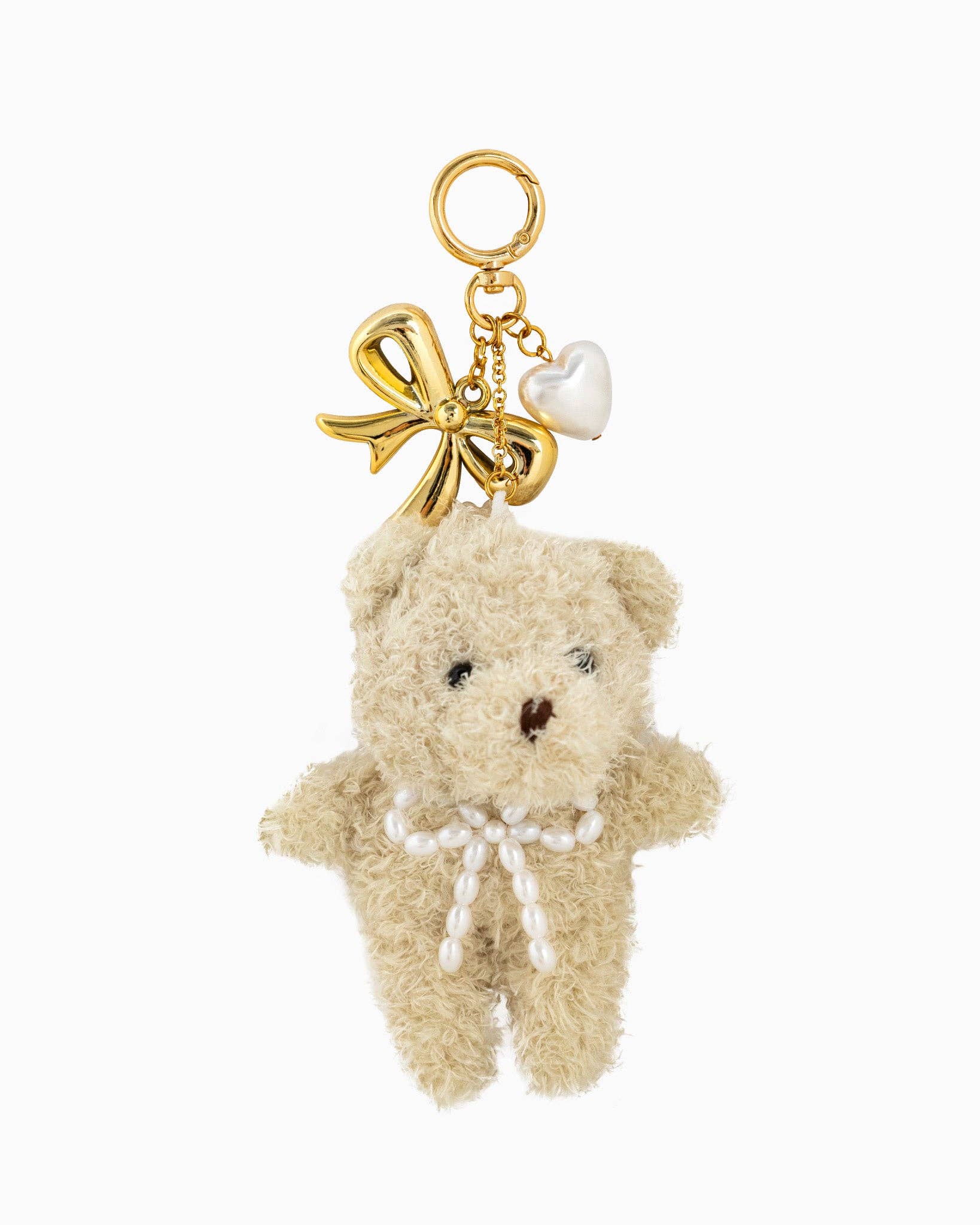 Sessori - Wholesale Keychain - Women's - Plush Pearl Bow Teddy Bear Bag Charm1