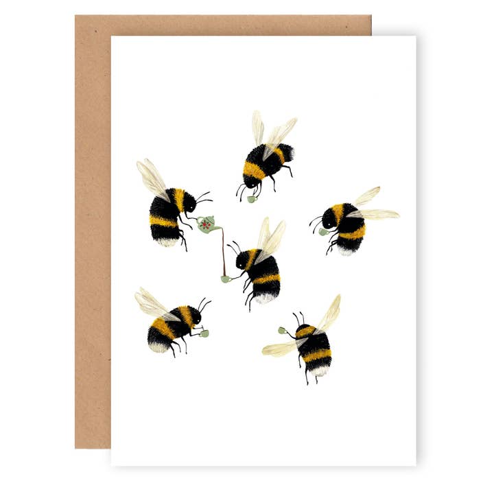 Bees tea party A6 card for wholesale by Cécile Berrubé
