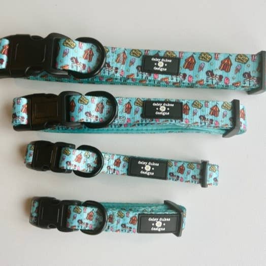 Amusement Bark Adjustable Fabric Dog Collar for wholesale by Daisy Dukes Designs