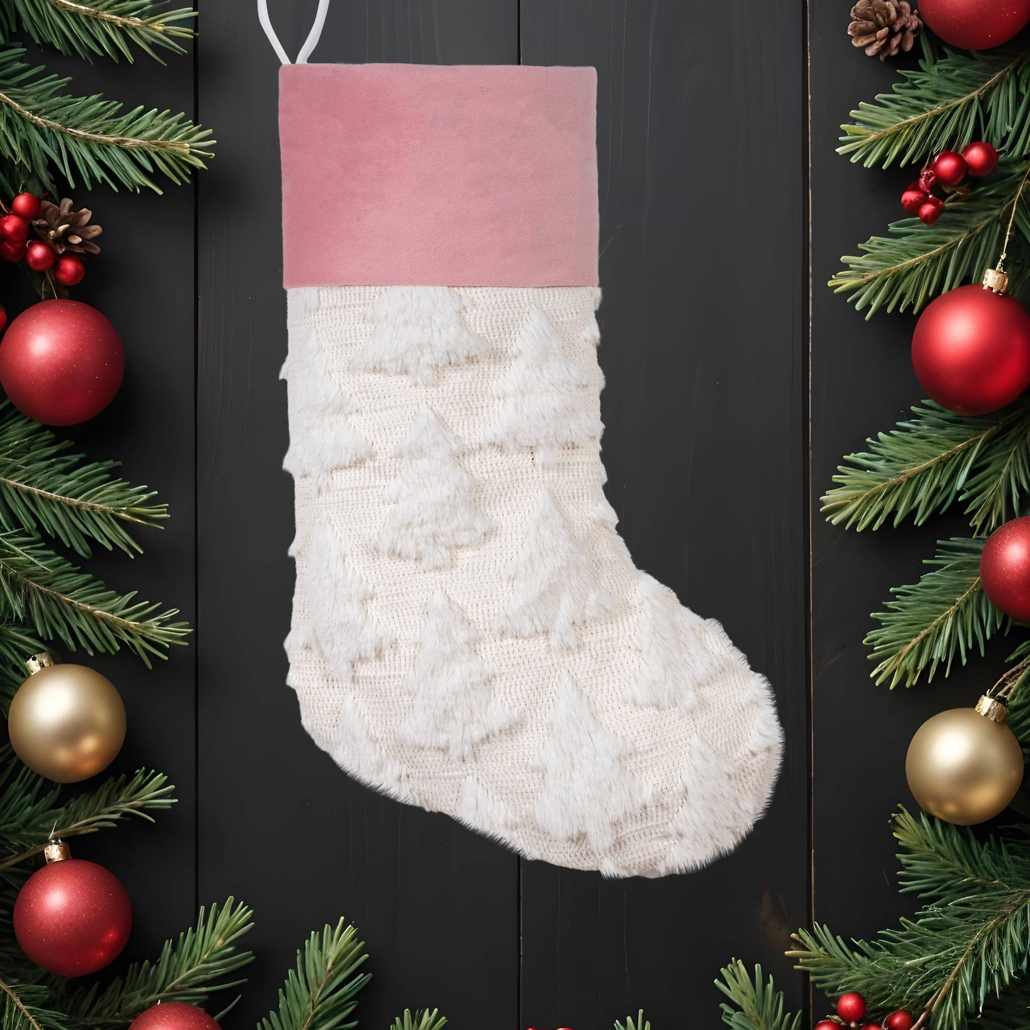 GEXWORLDWIDE - Vente Collants festifs - Chaussettes de Noël douces brodées tons roses0