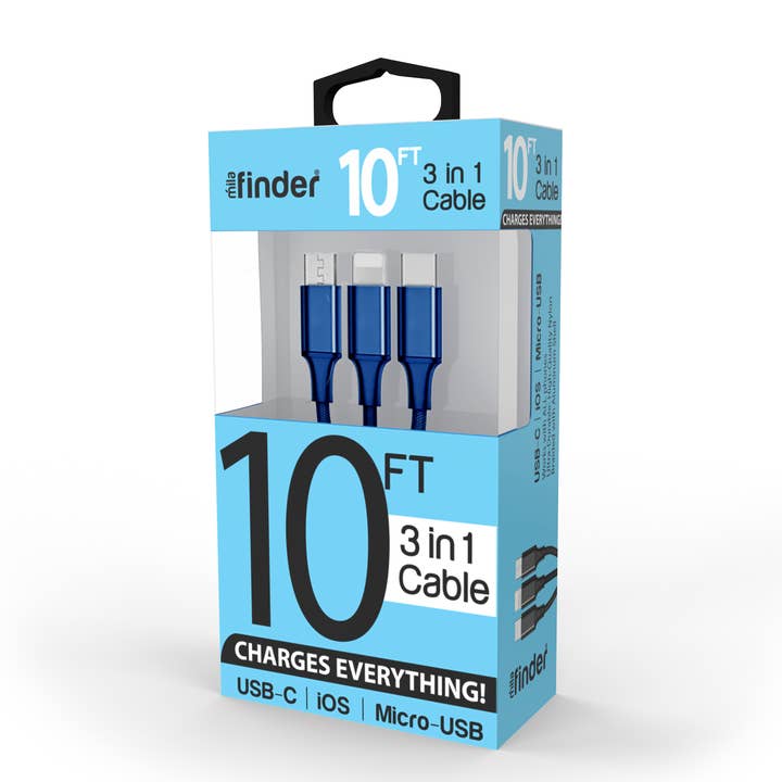 Mila Wholesale - Wholesale Charging Cable - 10 foot 3-in-1 USB Multi-Charging Cable Boxed6
