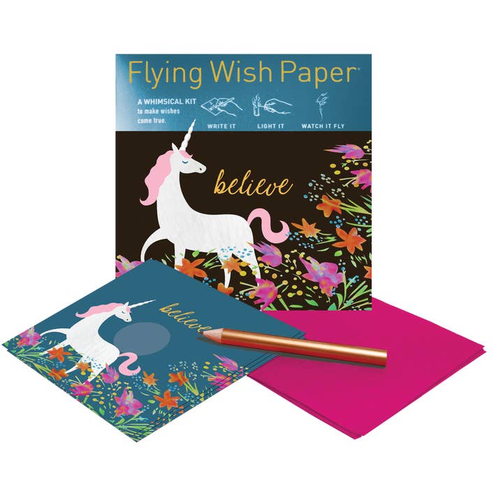 FLYING WISH PAPER ® - Wholesale Everyday Greeting Card - UNICORN / 15 WISH PAPER™ / Magical Dreams Wish-Making Kit 1