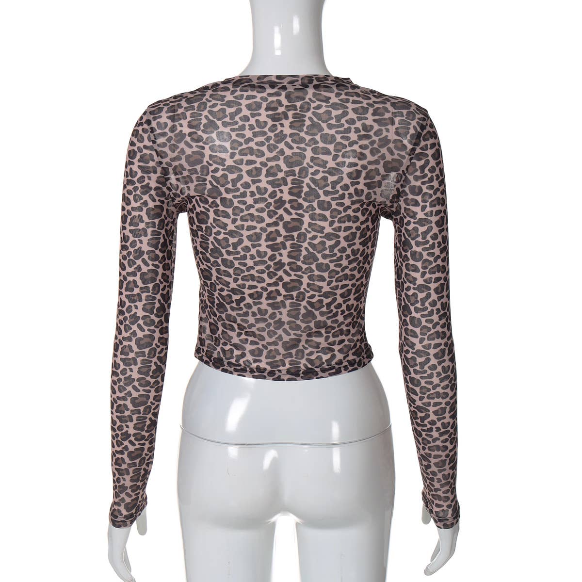 Leopard semi sheer mesh see-through long sleeve Top for wholesale on Faire3