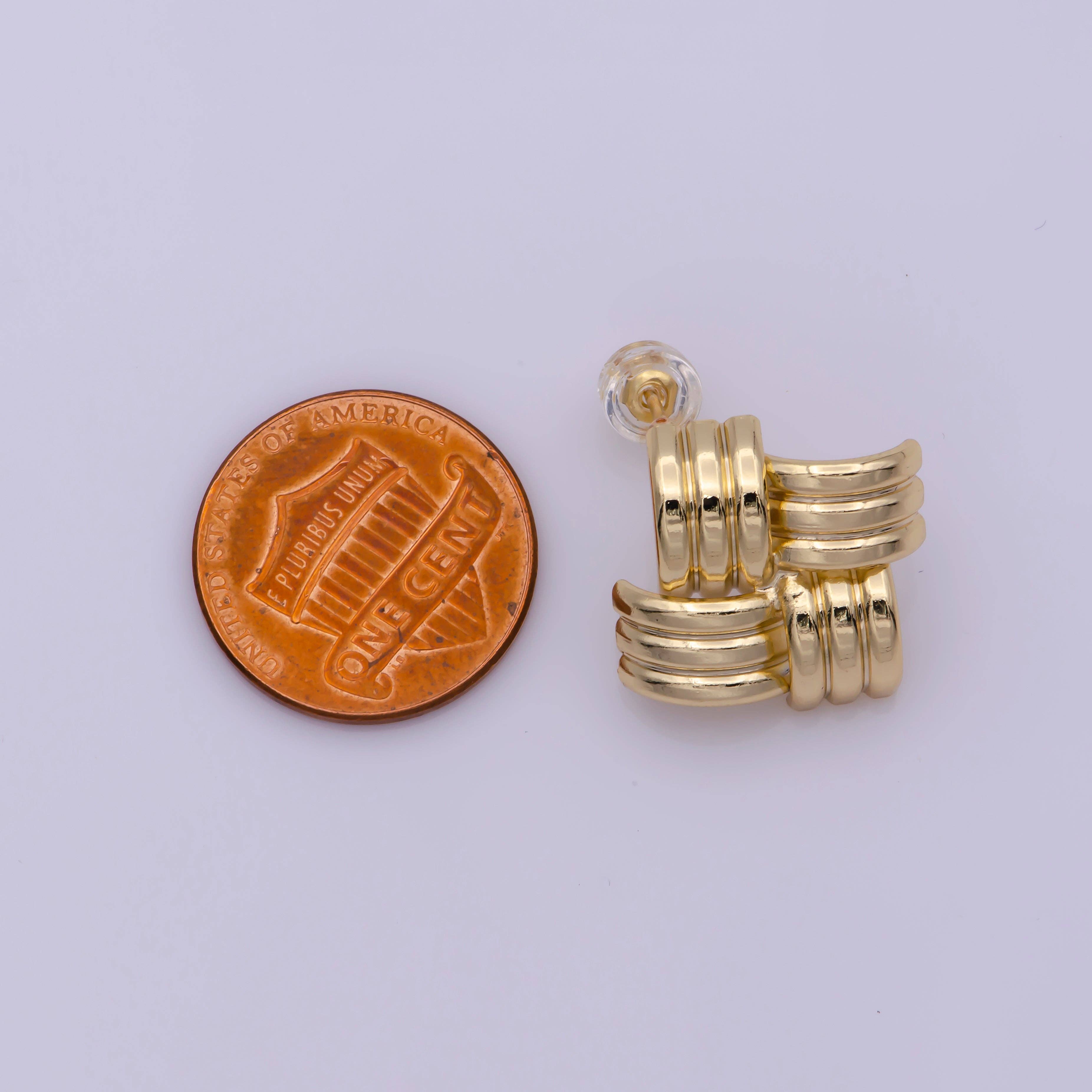 Aim Eternal - Wholesale Stud/Post Earrings - Dainty Classic Woven Knot Post Stud Earring 18k Gold Filled Earring3