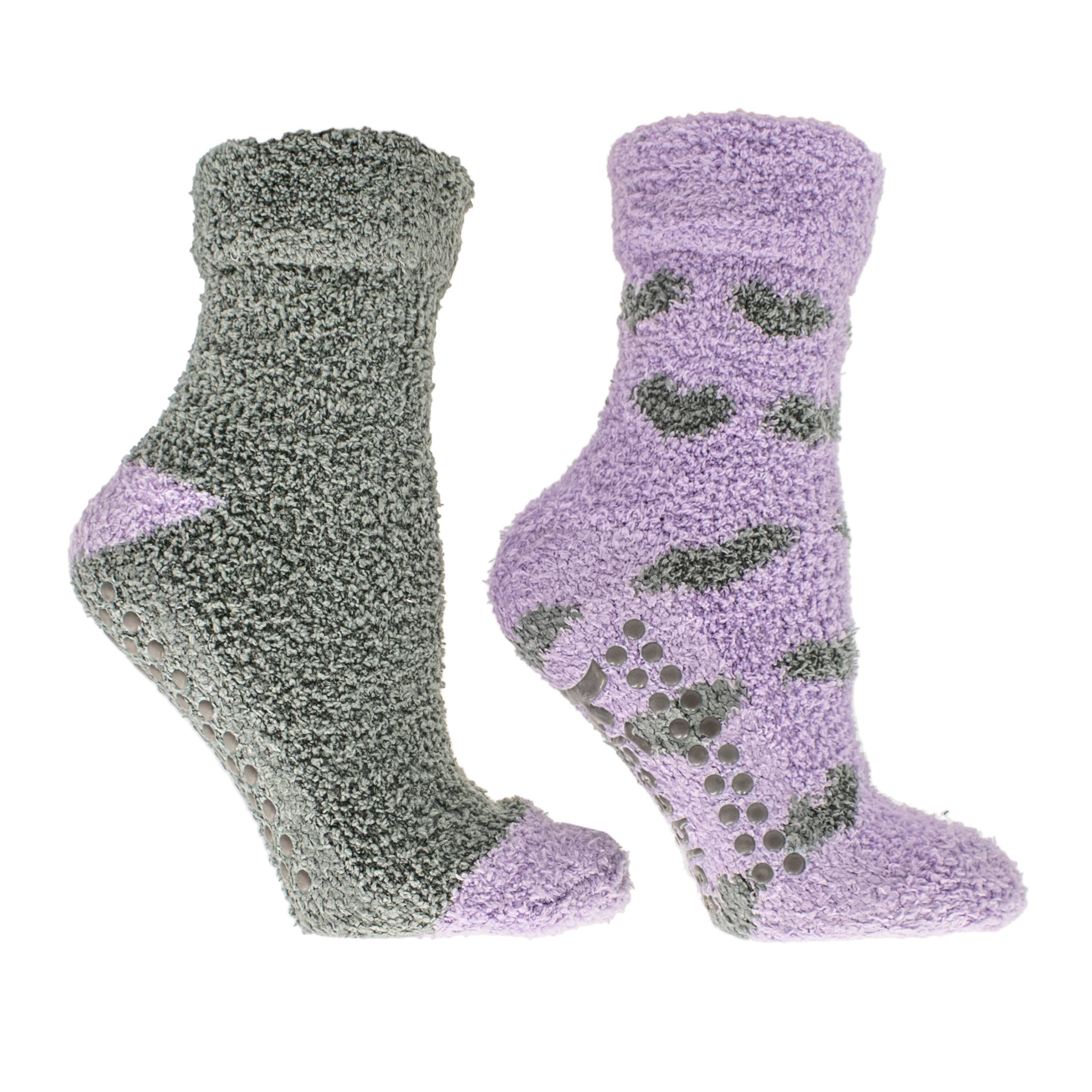 MinxNY - Wholesale Socks - Women's - Lavender Infused 2-Pair Slipper Socks - Hearts7