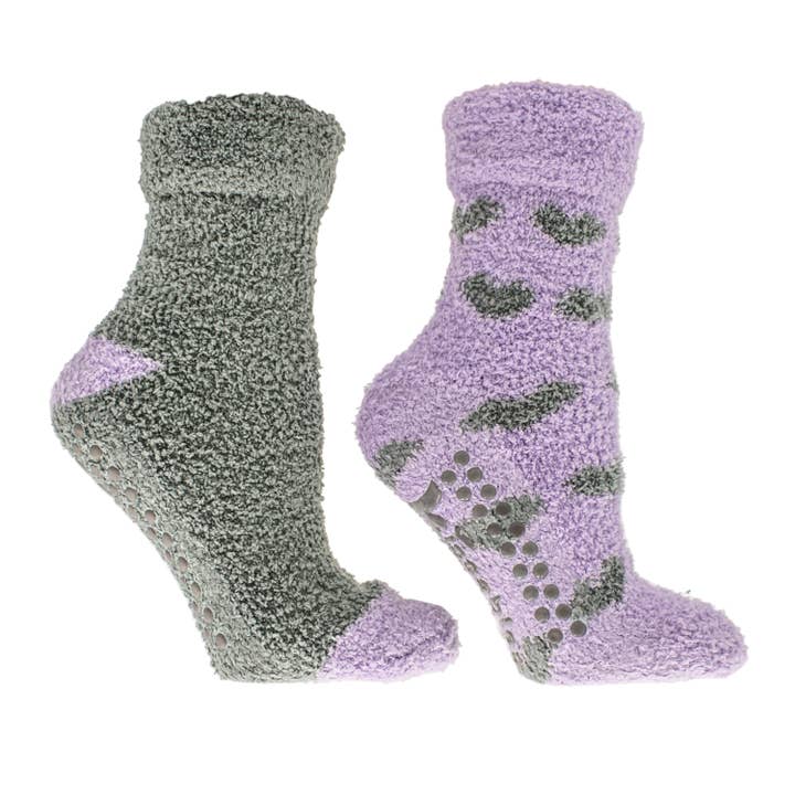 MinxNY - Wholesale Socks - Women's - Lavender Infused 2-Pair Slipper Socks - Hearts7